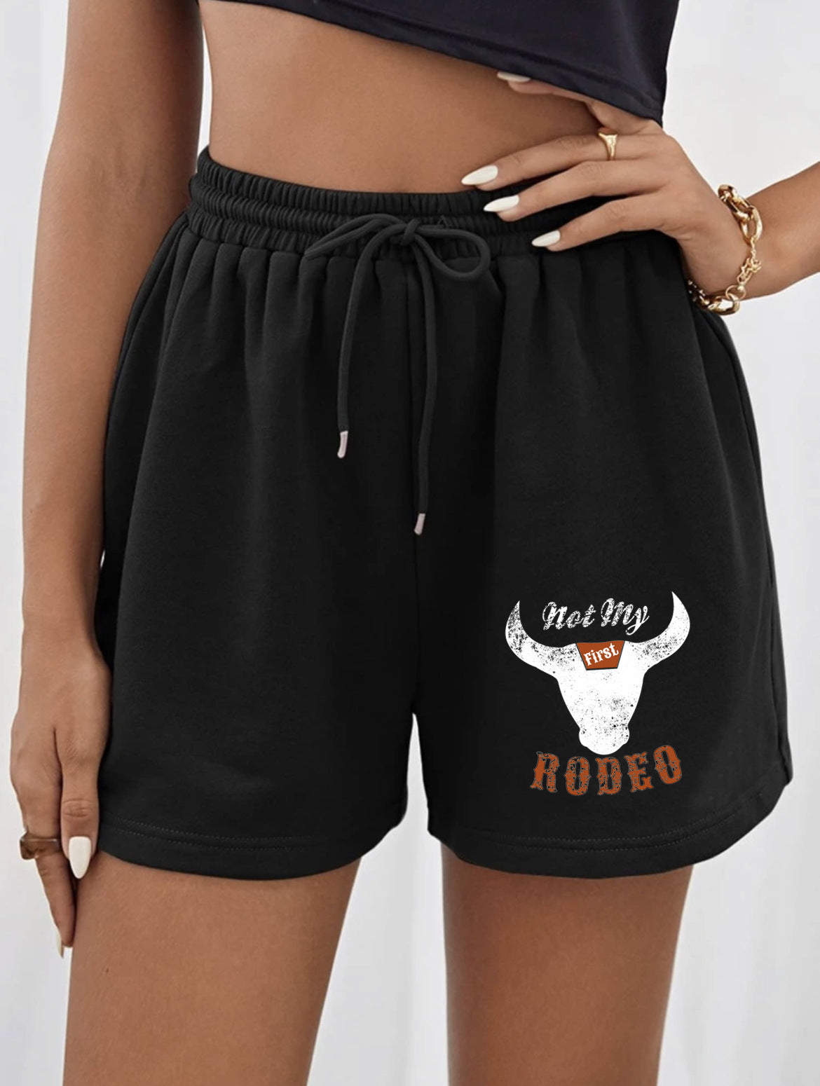 Summer Women's Sports Pants Cow Head Lace Loose Casual Shorts