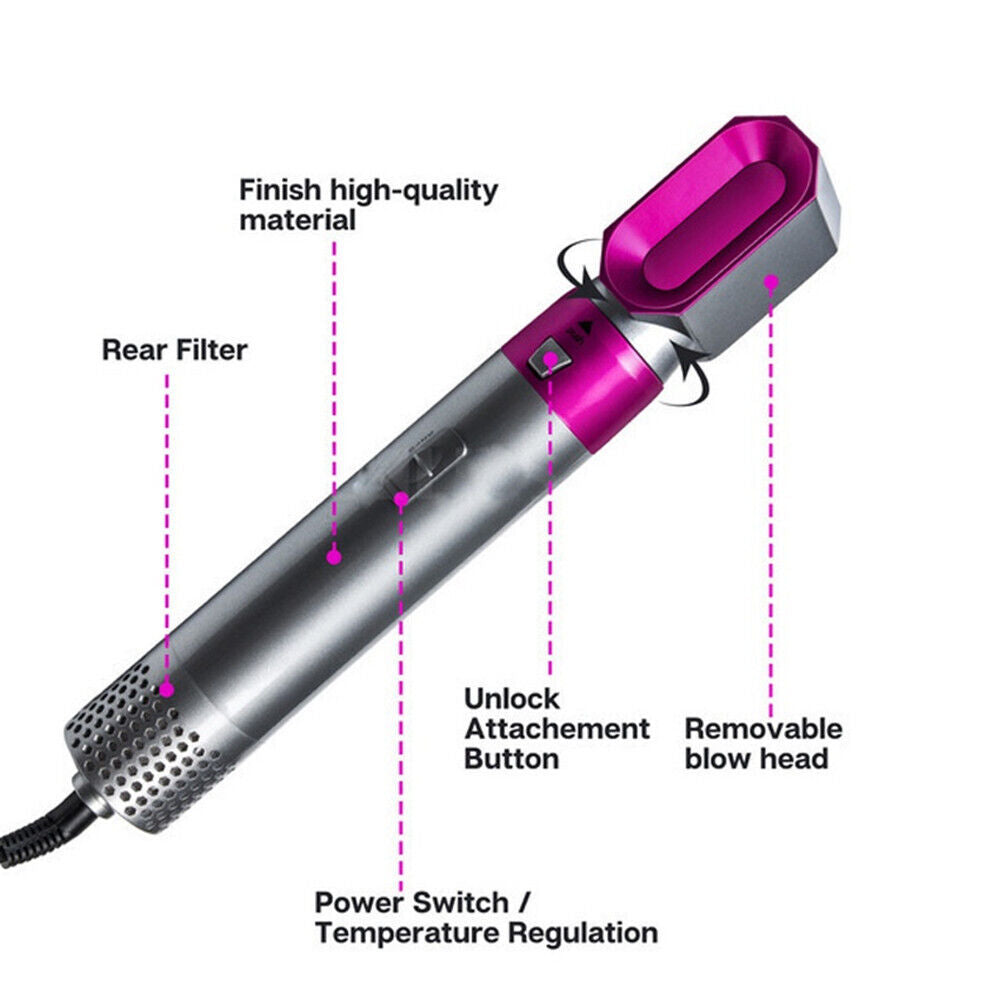 5 In 1 Electric Hair Dryer Blow Hair Curler Set Detachable Styler Hot Air Brush