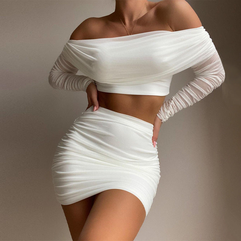 Women's Fashion Casual Mesh Panel Two Piece Set