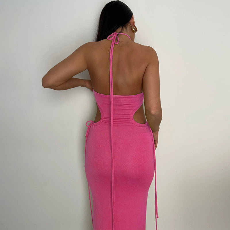Trim Dress With Hollow Side