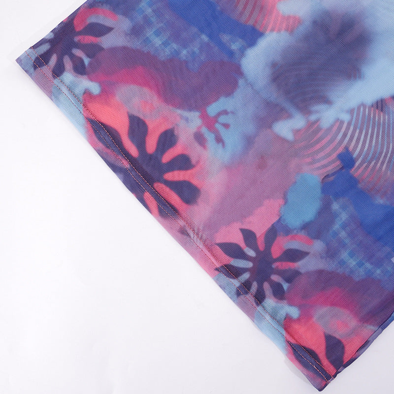 Gauze Printed Casual Long Dress