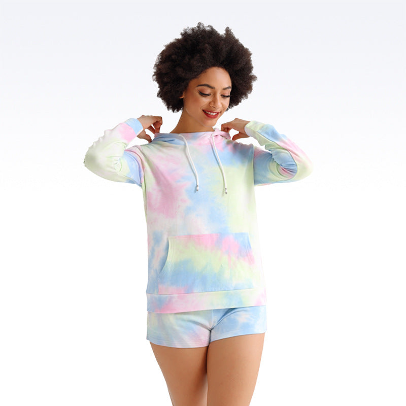 Two-piece suit with tie-dye sweater