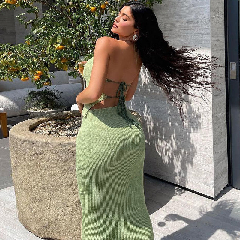 Tie-Back Tube Top Slim Fit Skirt