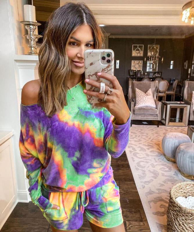 Tie-dye printing fashion home casual shorts