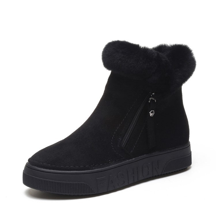 Winter Boots Warm Suede Leather Boots Women Shoes Wedges Non-slip Women Boots