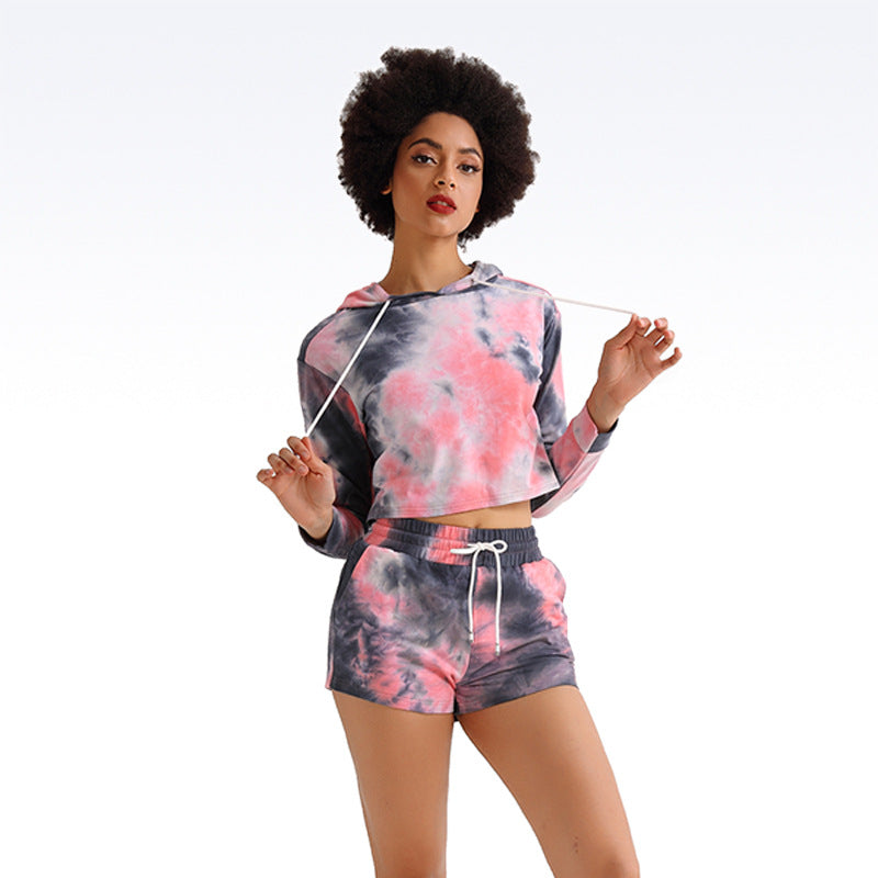 Two-piece suit with tie-dye sweater