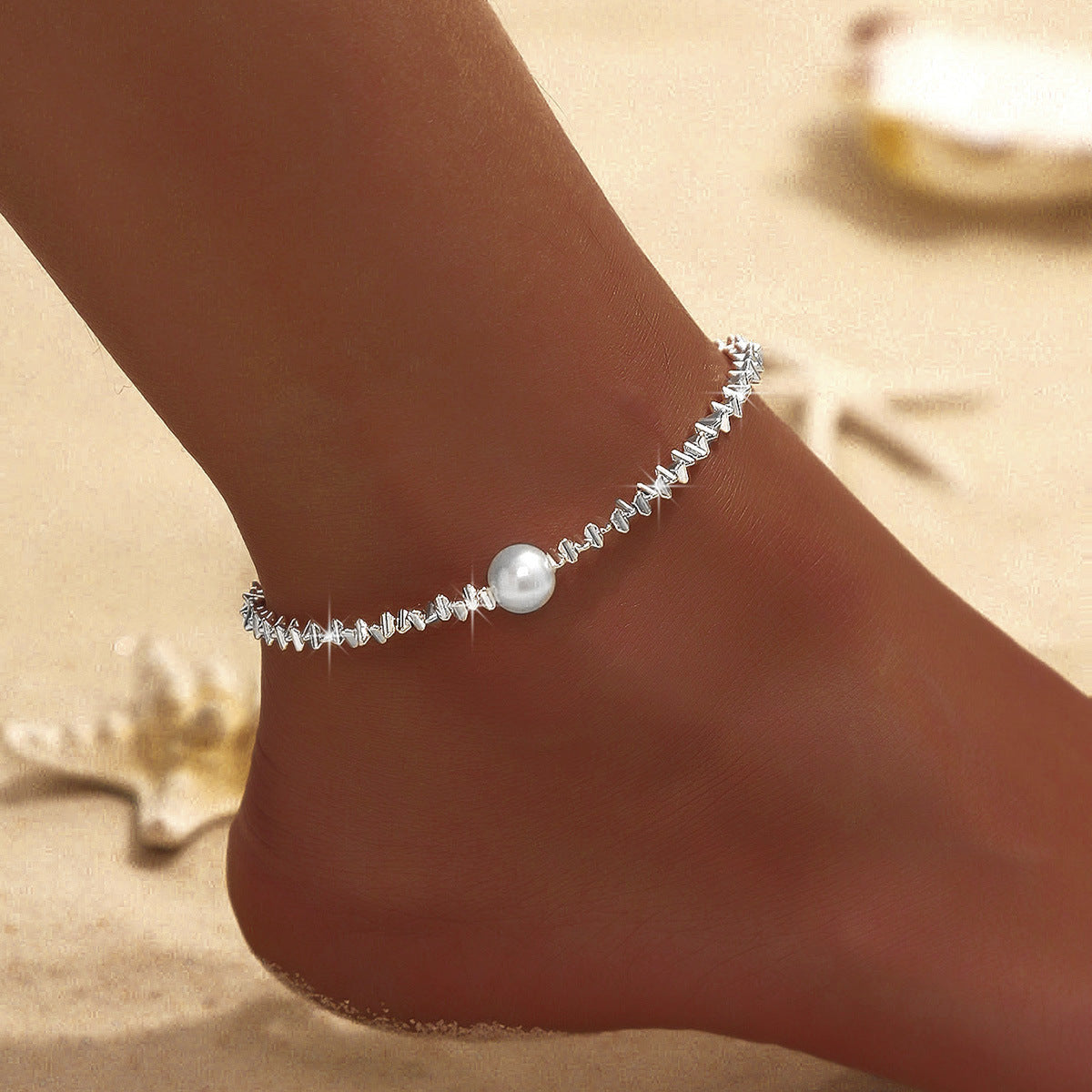 Female Fashion Cross Double-circle Anklet
