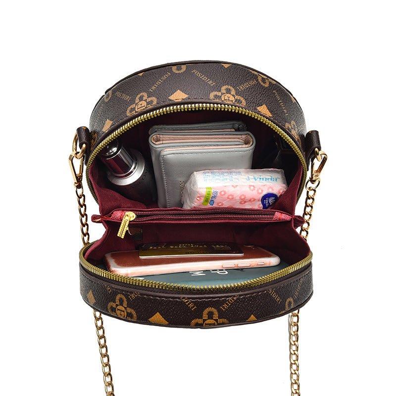 Autumn And Winter New Cat Pendant Diagonal Chain Small Round Bag
