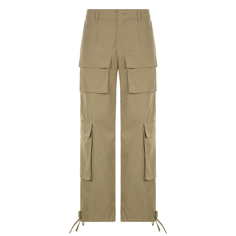 Solid Color Multi-pocket Cargo Pants Simple