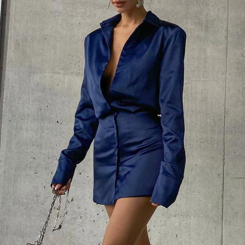 Long-sleeved Shirt Dress Female Fashionable Slim Slimming Dress