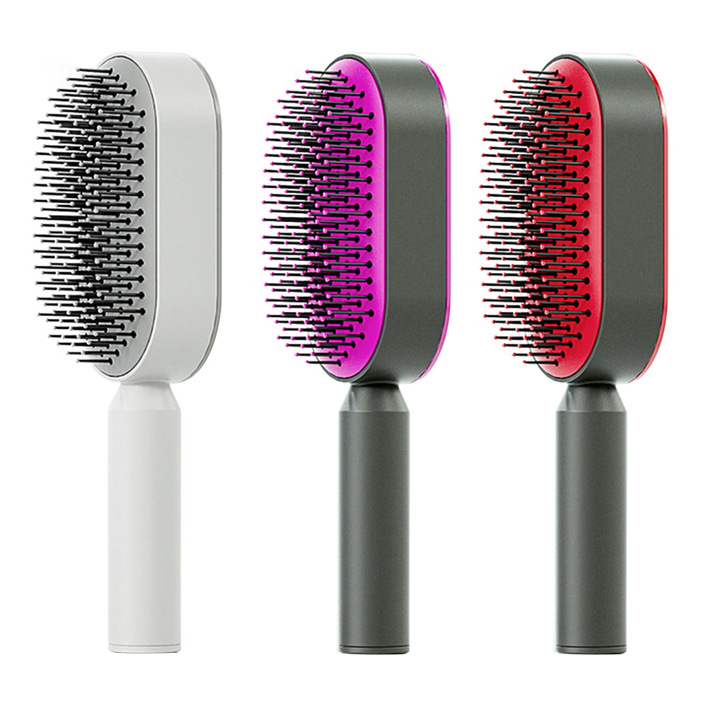 Women's self-cleaning hair brush