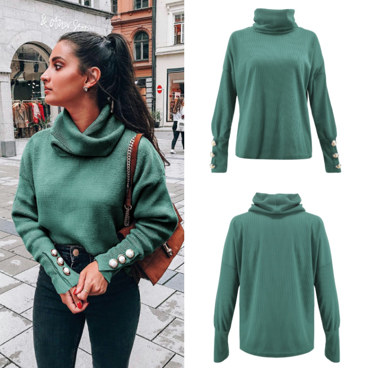 High collar sweater loose knit top