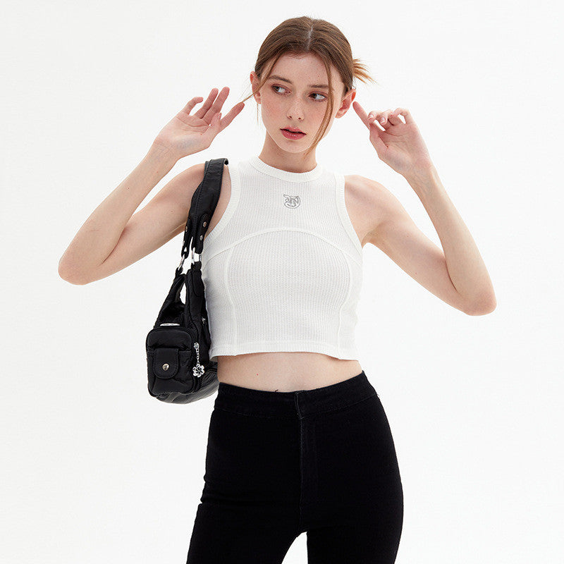 New Solid Color Slim Round Neck Sleeveless Vest For Women