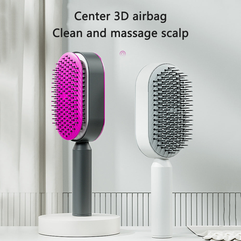 Women's self-cleaning hair brush