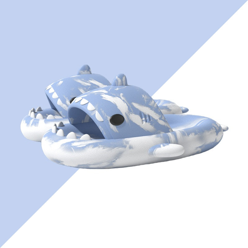 Two-color Shark 4CM Thick-soled Sandals Men's EVA Lightweight Shit-stepping Home Slippers Couple Beach Flip-flops Women