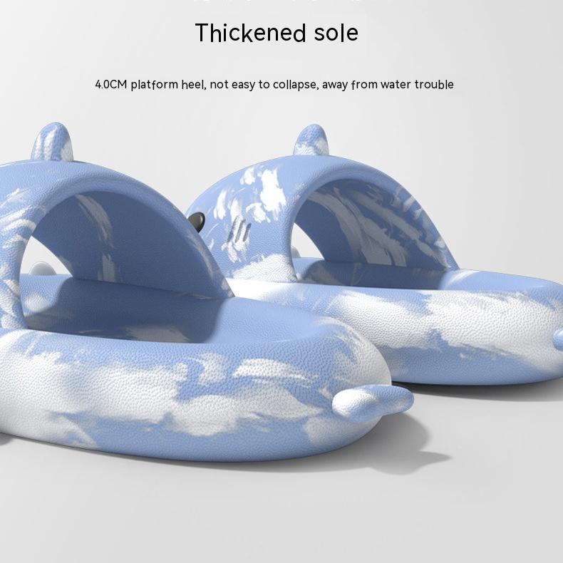 Two-color Shark 4CM Thick-soled Sandals Men's EVA Lightweight Shit-stepping Home Slippers Couple Beach Flip-flops Women