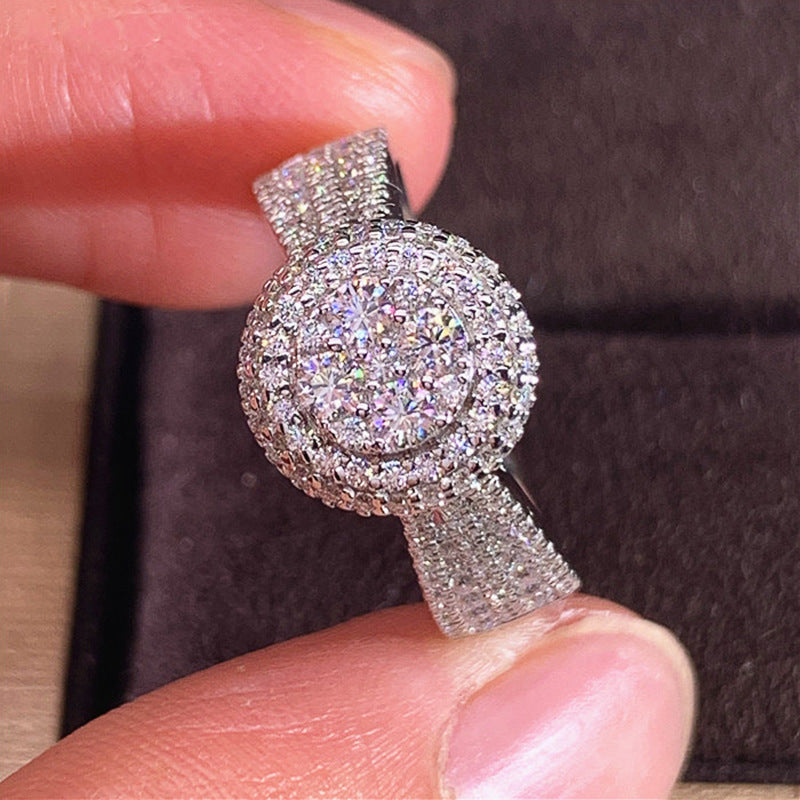 Simulation Diamond Copper Ring Female Micro Inlaid With Diamond Hand Ornaments