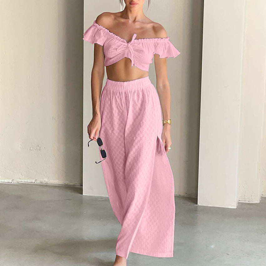 Women's Fashion Casual Cut-out Ruffled Jacquard Suit