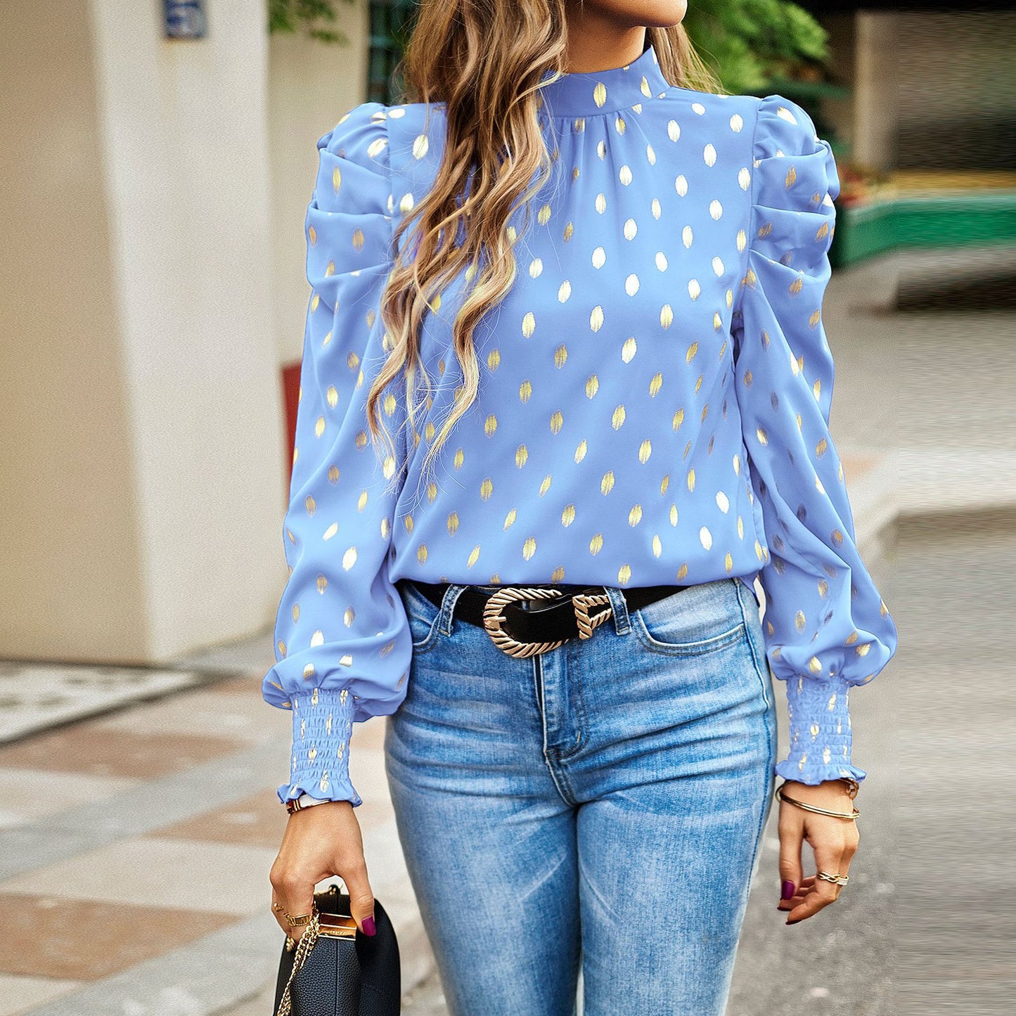 Temperament Commute Round Neck Long Sleeve Shirt