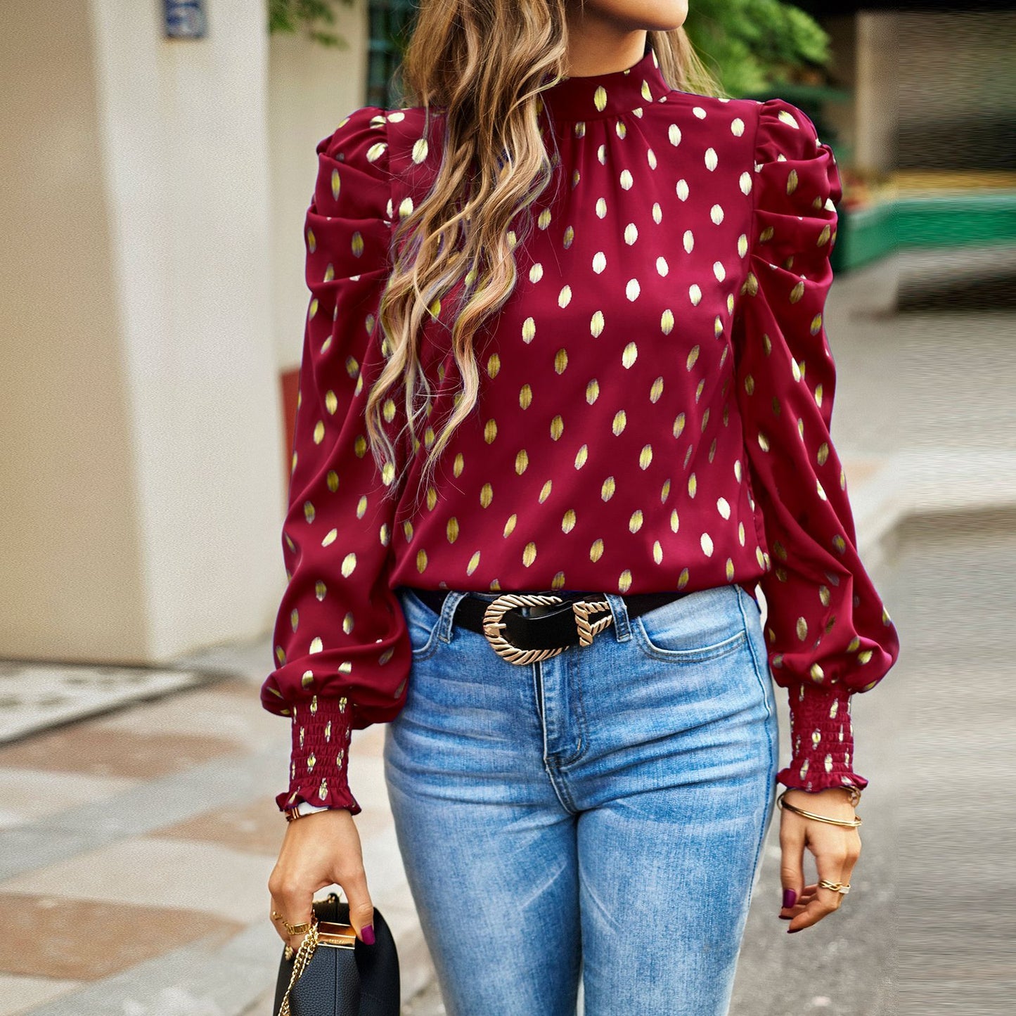 Temperament Commute Round Neck Long Sleeve Shirt