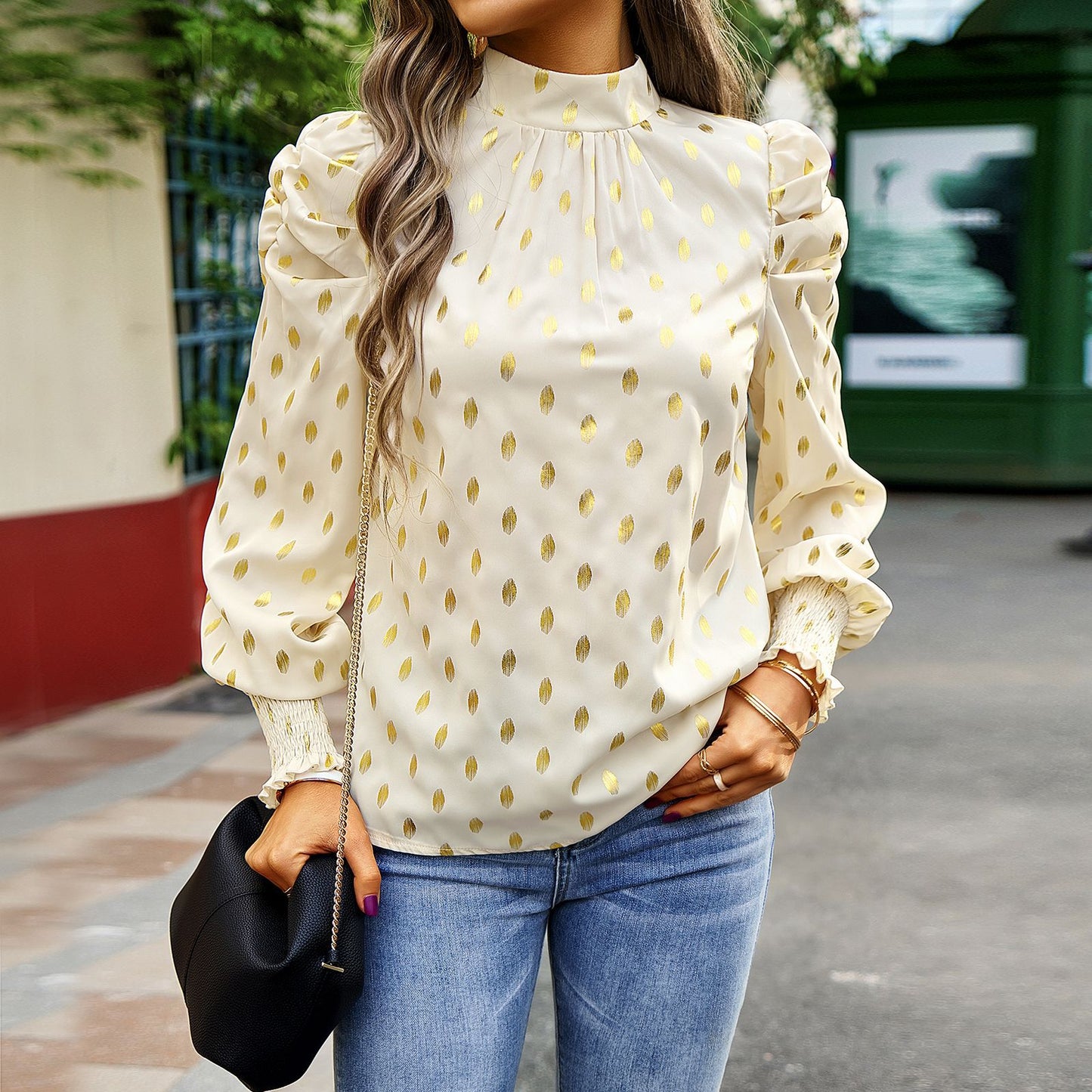 Temperament Commute Round Neck Long Sleeve Shirt
