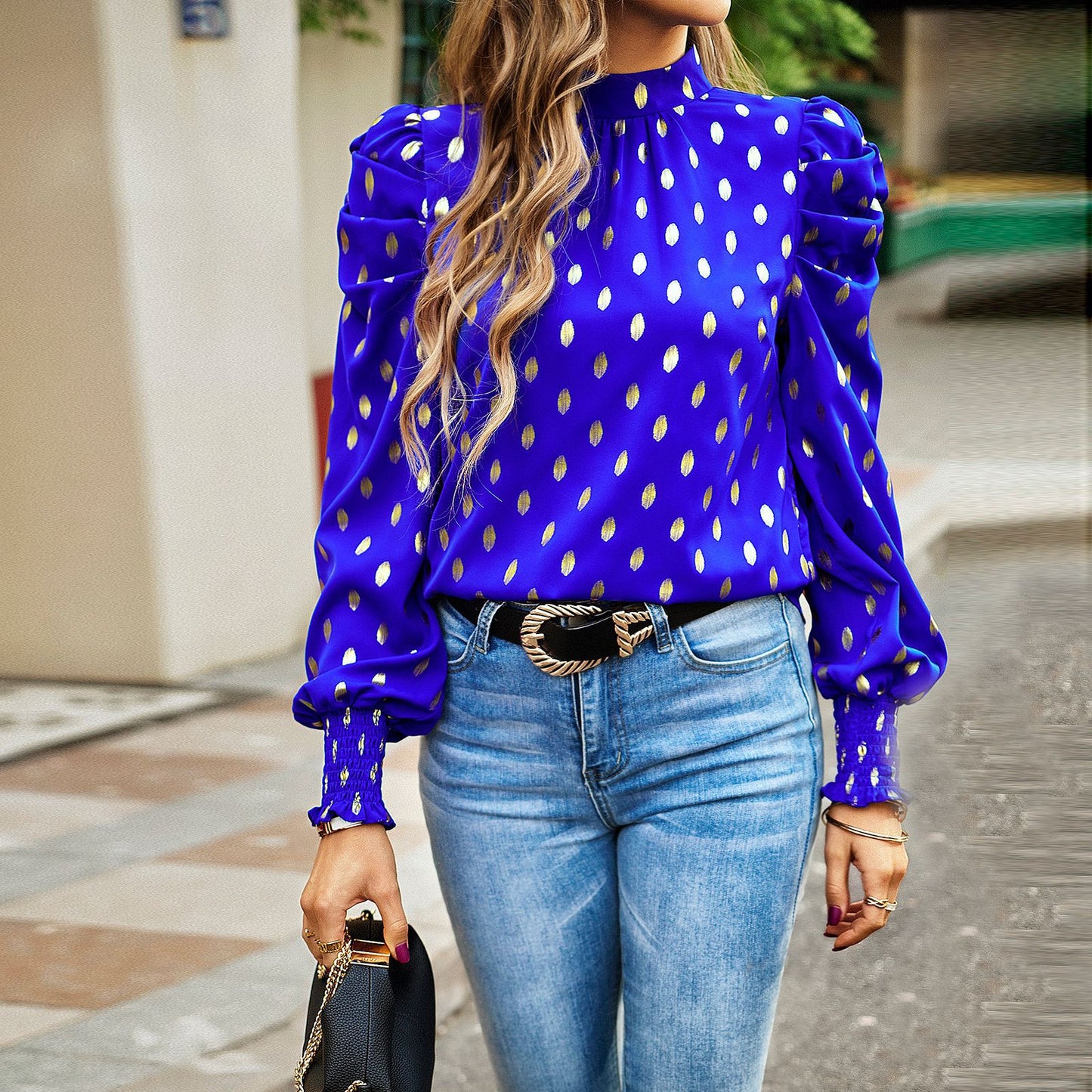 Temperament Commute Round Neck Long Sleeve Shirt