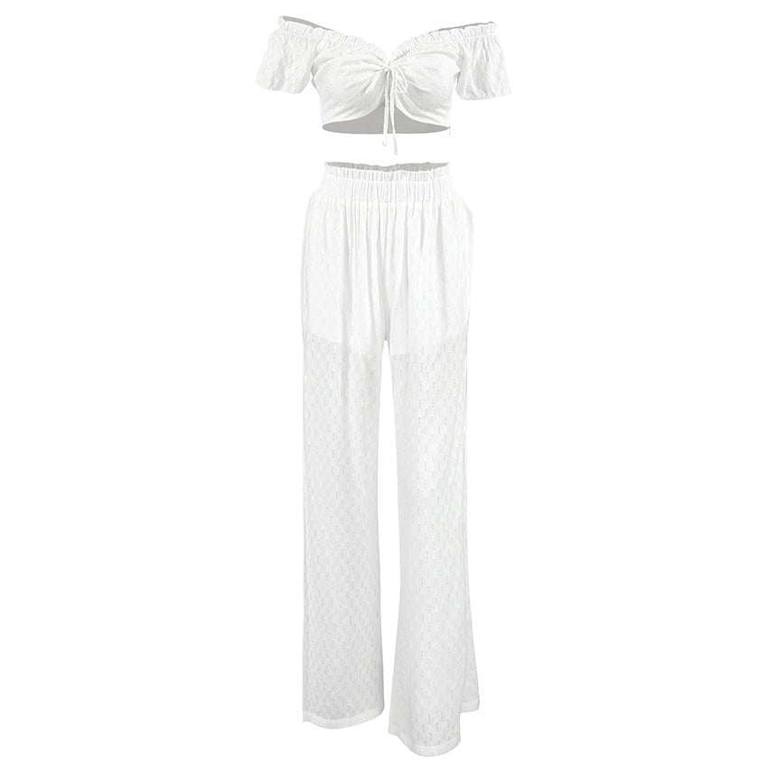 Women's Fashion Casual Cut-out Ruffled Jacquard Suit