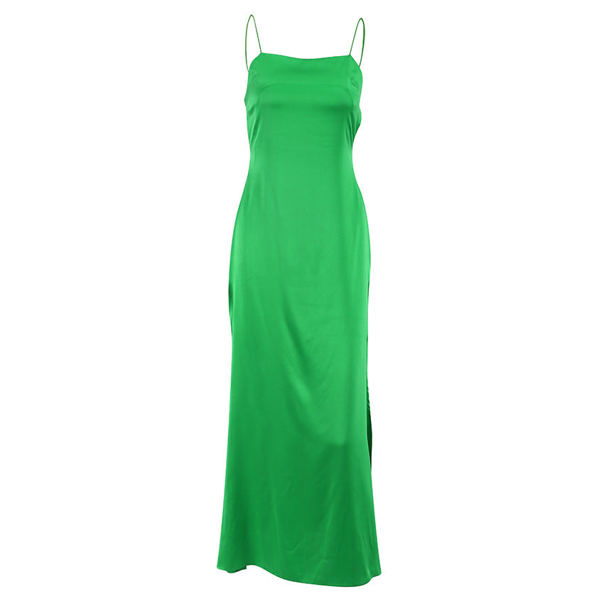 New Sling Ice Silk Niche Sexy Dress With Slits