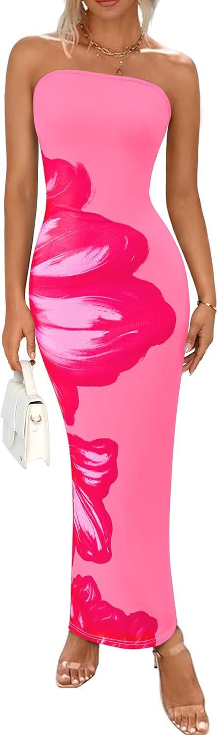 New Women's Slim-fit Contrast Colors Floral Print Dress