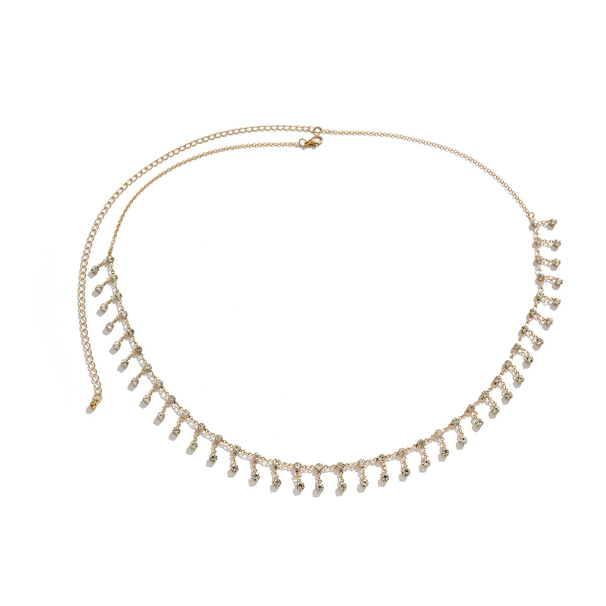 Geometric Beach Bikini Body Simple Rhinestone Tassel Single Layer Waist Chain