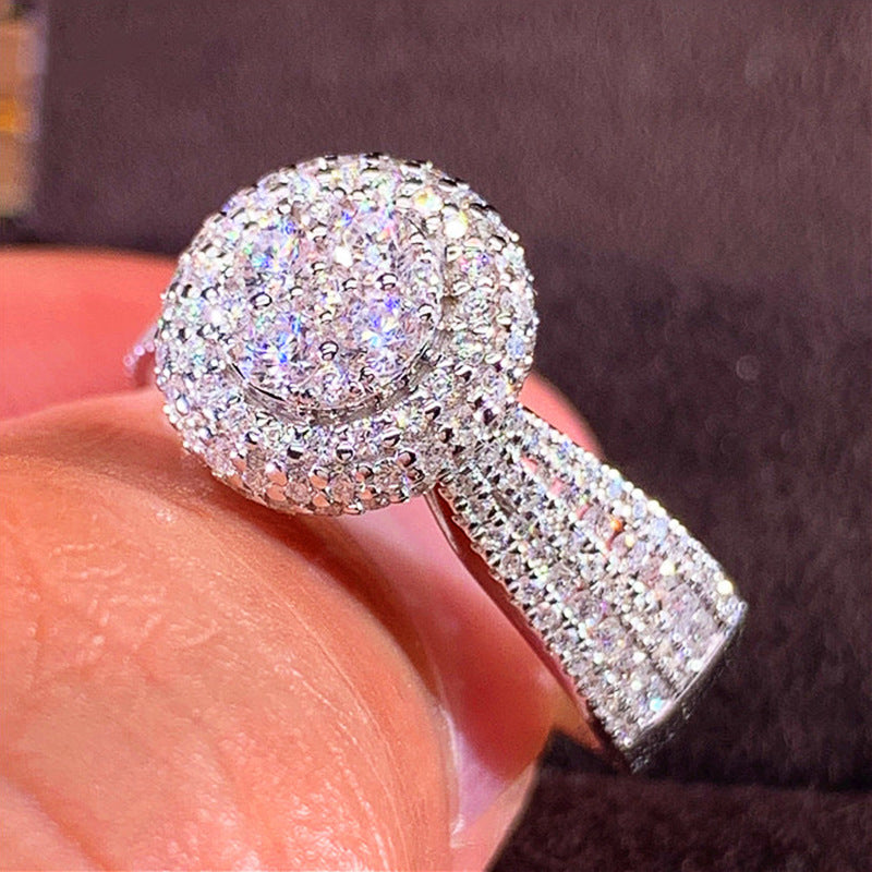 Simulation Diamond Copper Ring Female Micro Inlaid With Diamond Hand Ornaments