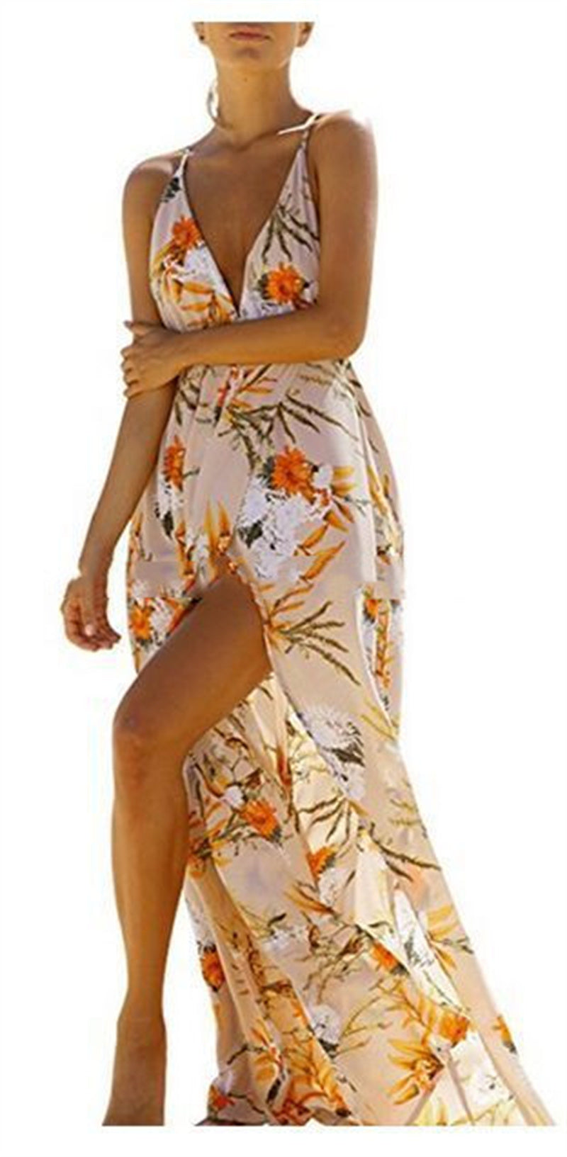 Women's Fashion Casual Printing Backless Slip Dress