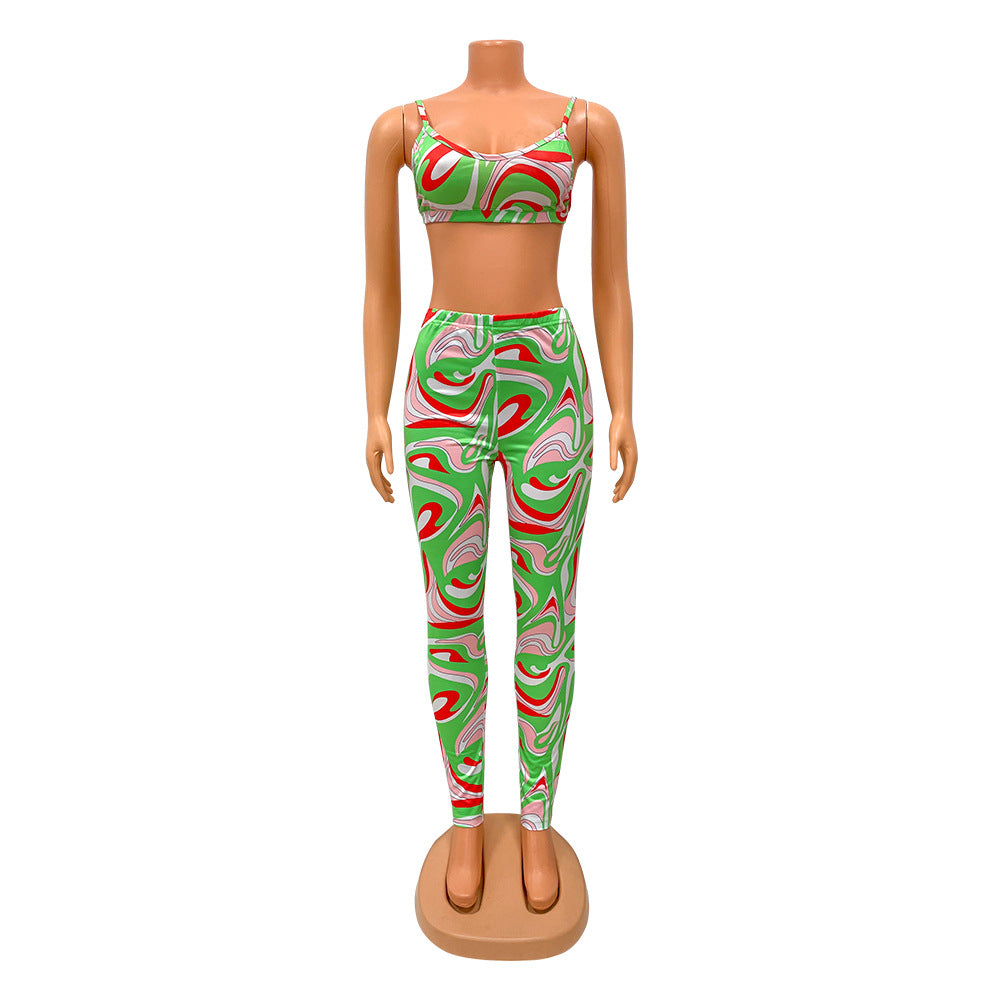 Skinny Print Sling Casual Two-Piece Set