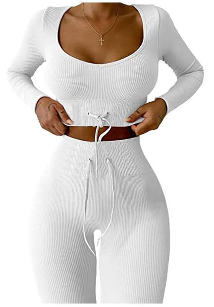 Autumn And Winter New Knitted Nine-point Long-sleeved Sports Yoga Suit