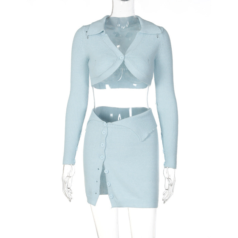 Women's Button Split Skirt Suit