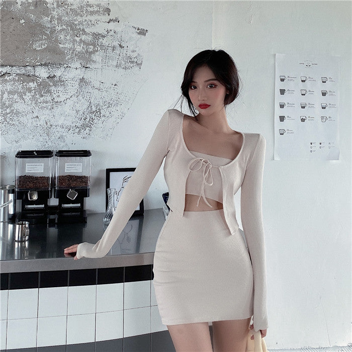 Three-piece Set Of Hip Skirt Jacket Tube Top Camisole