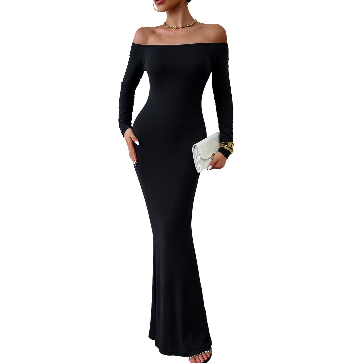 Women's Fashionable Slim-fit Off-shoulder Dress