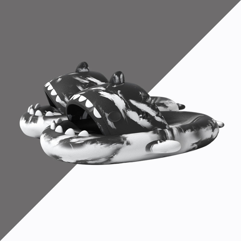 Two-color Shark 4CM Thick-soled Sandals Men's EVA Lightweight Shit-stepping Home Slippers Couple Beach Flip-flops Women