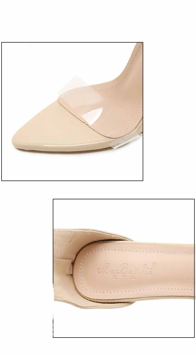 Toe Transparent One-word Hairy High-heeled Women Sandals