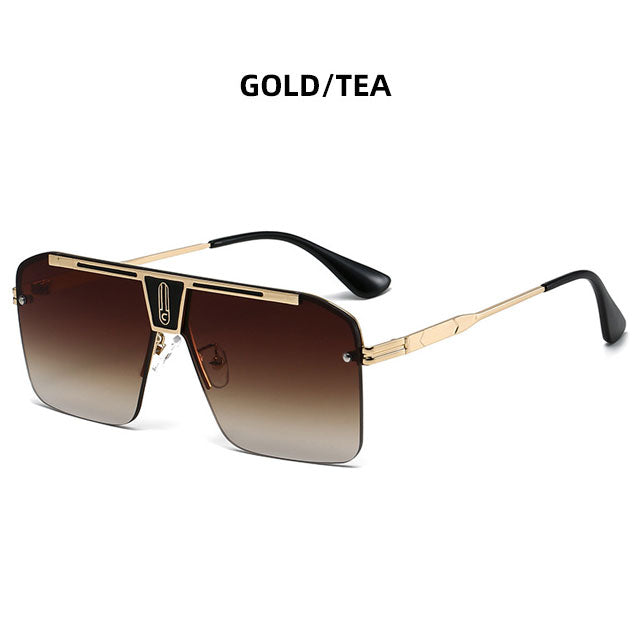 Fashion Large Square Metal Sunglasses