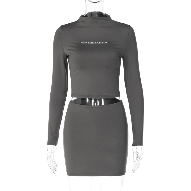 Women's Fashion Letter Print Long Sleeve Top Set