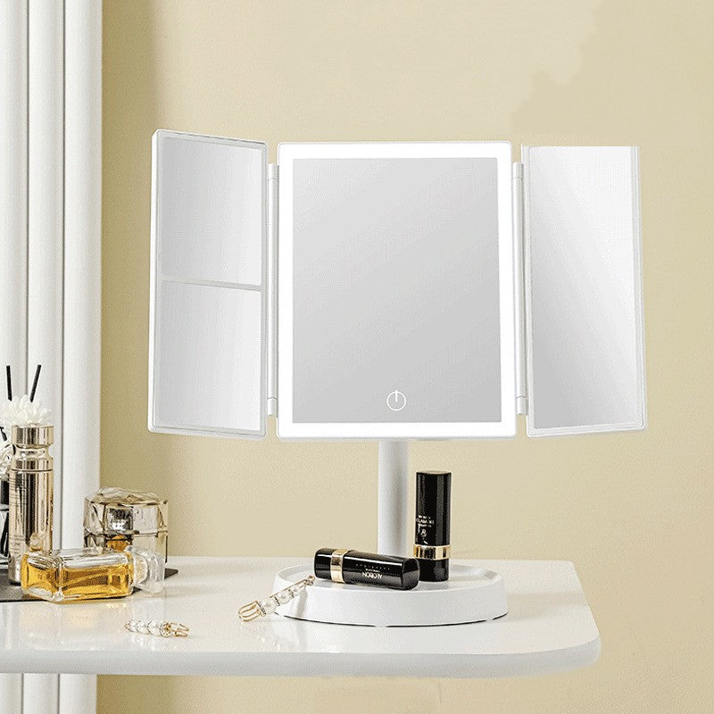 Desktop makeup mirror with lights Intelligent folding mirror