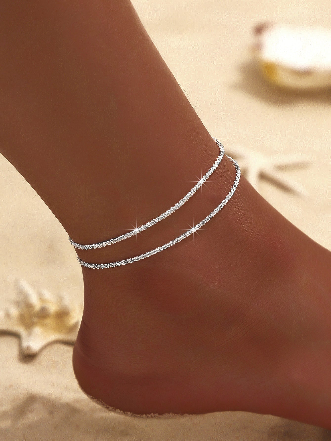 Female Fashion Cross Double-circle Anklet