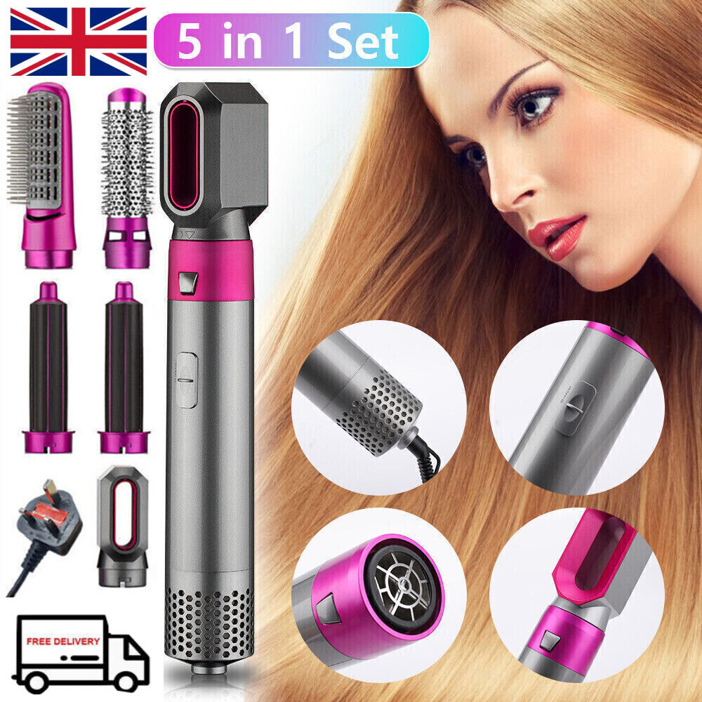 5 In 1 Electric Hair Dryer Blow Hair Curler Set Detachable Styler Hot Air Brush