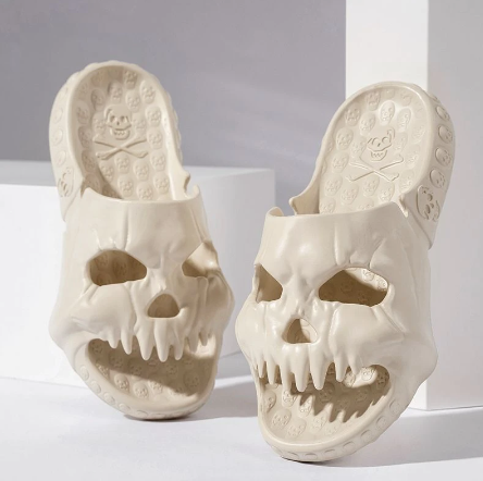 Personalized Skull Design Halloween Slippers Bathroom Indoor Outdoor Fun Slides Beach Shoes