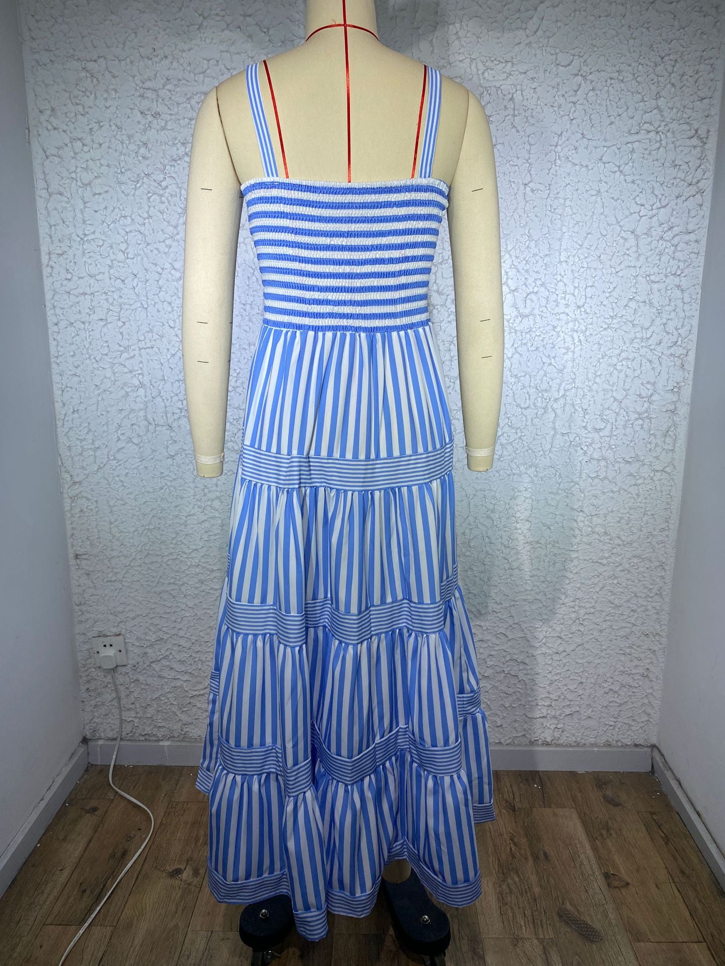 Striped Printed Suspenders Waist-tight Holiday Dress Women