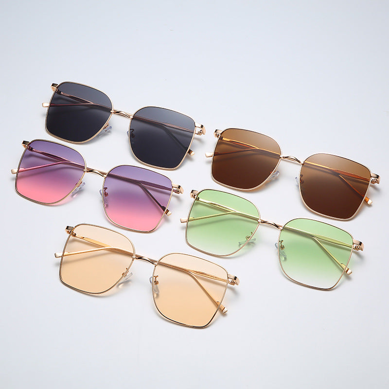Square Sunglasses Trend Street Shooting Male Cross-border Metal Big Female