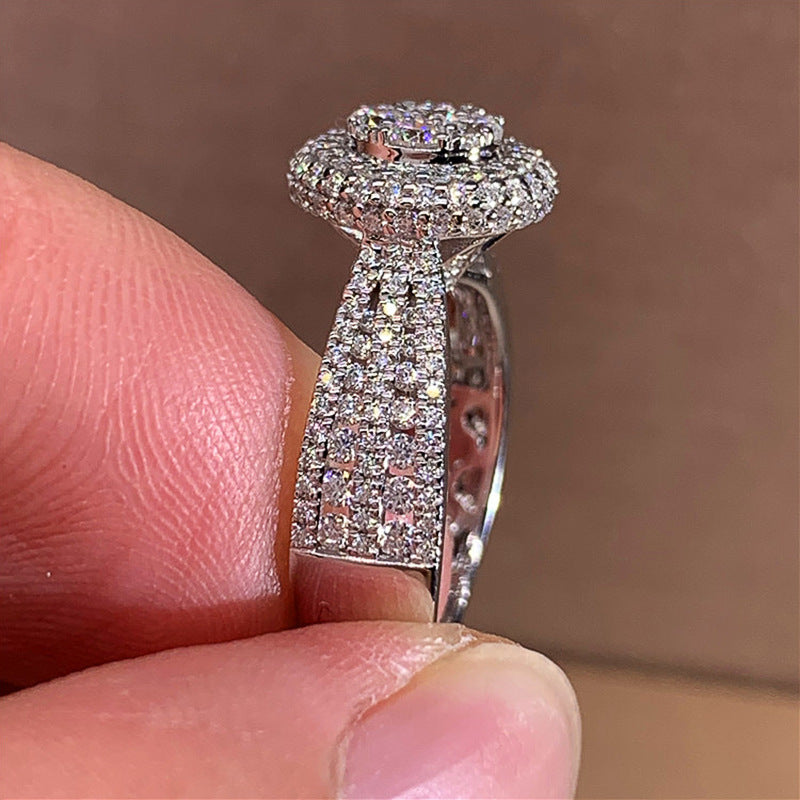 Simulation Diamond Copper Ring Female Micro Inlaid With Diamond Hand Ornaments