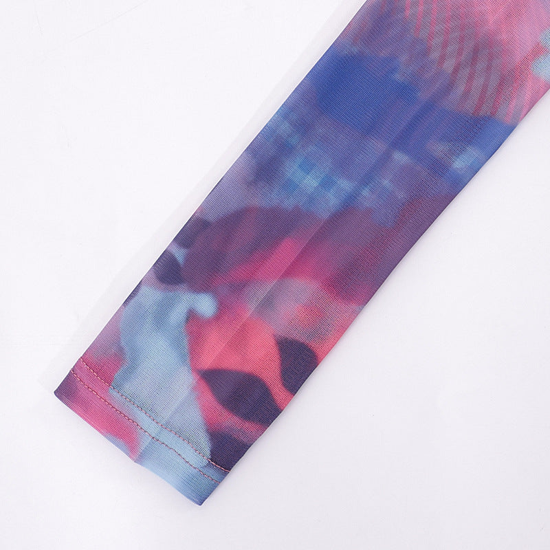 Gauze Printed Casual Long Dress