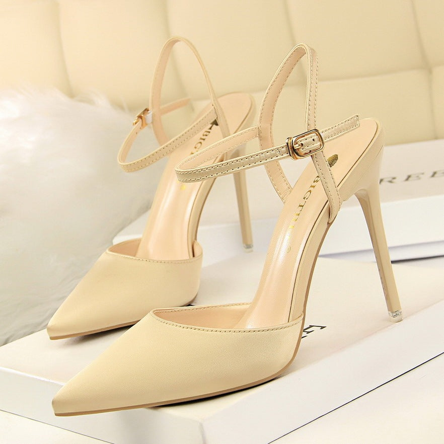 Stiletto High-heeled Satin Shallow Mouth Pointy Sexy Nightclub Thin Sandals